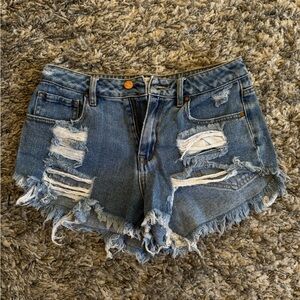 PacSun Distressed Denim Blue Shorts